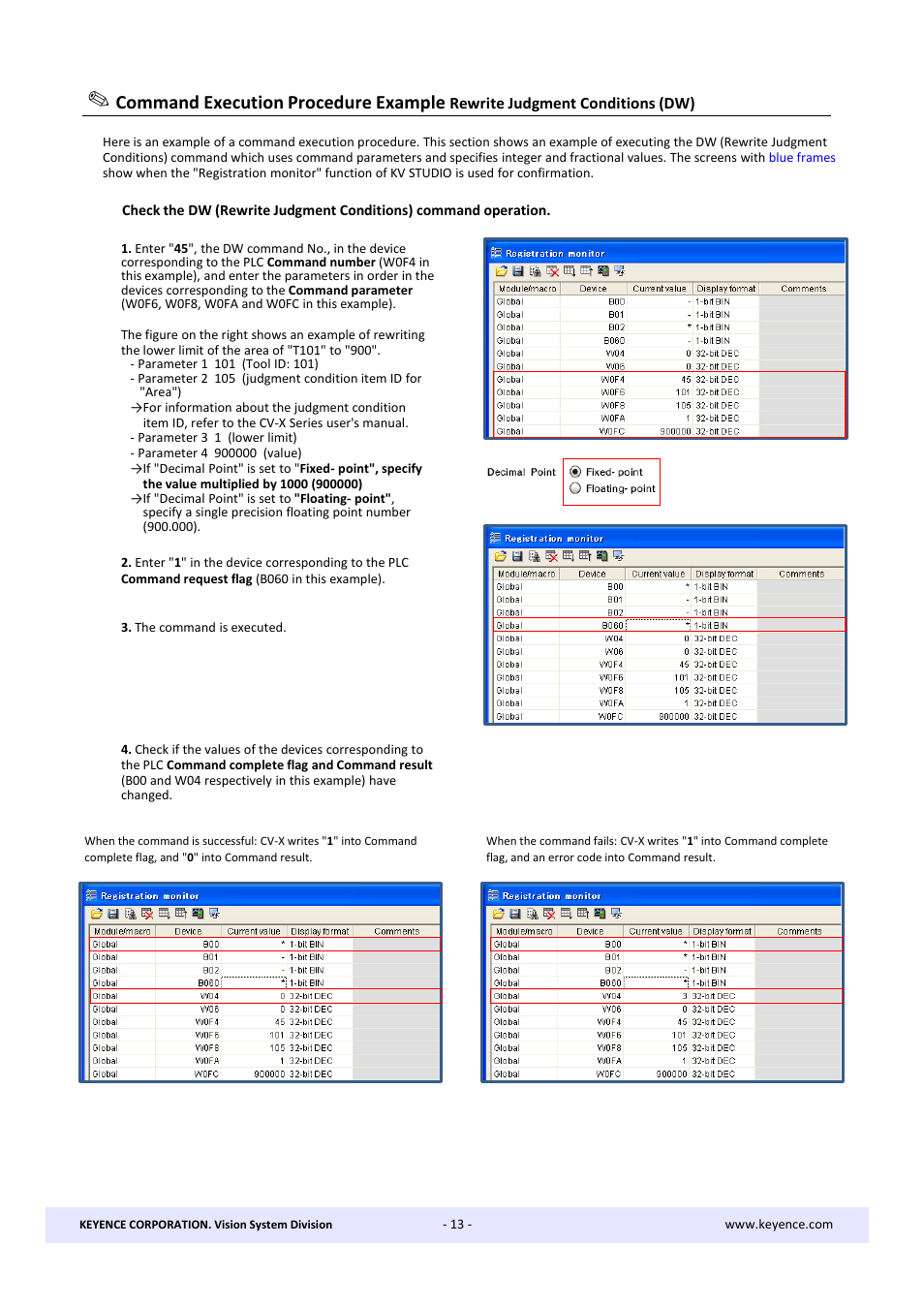 Command execution procedure example | KEYENCE CV-X Series User Manual | Page 13 / 20