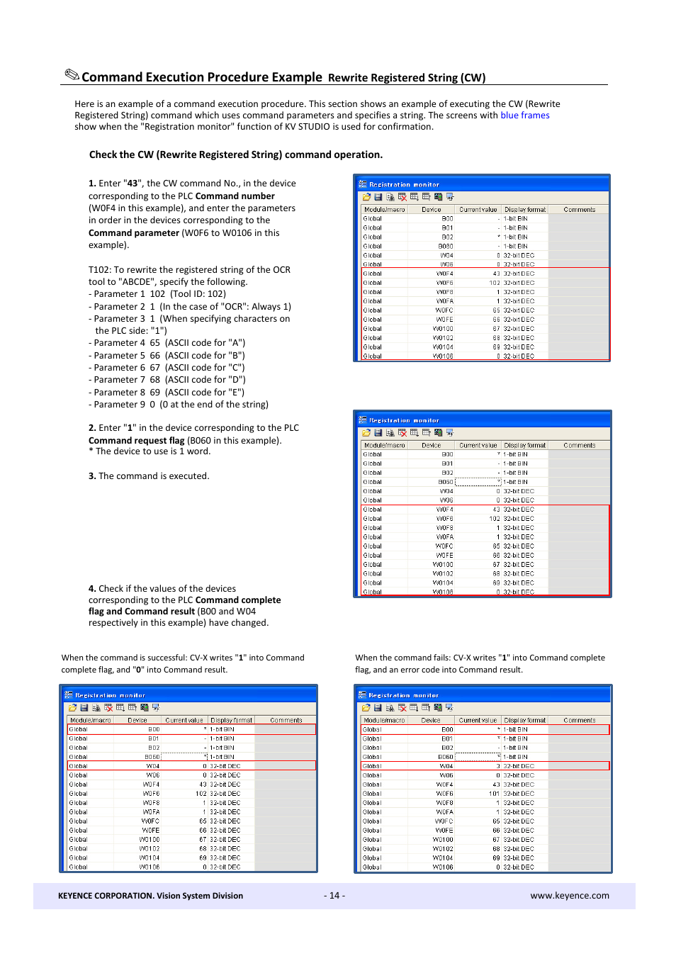 Command execution procedure example | KEYENCE CV-X Series User Manual | Page 14 / 20