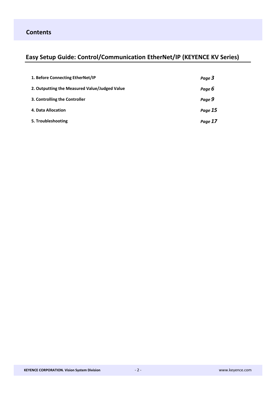 KEYENCE CV-X Series User Manual | Page 2 / 20