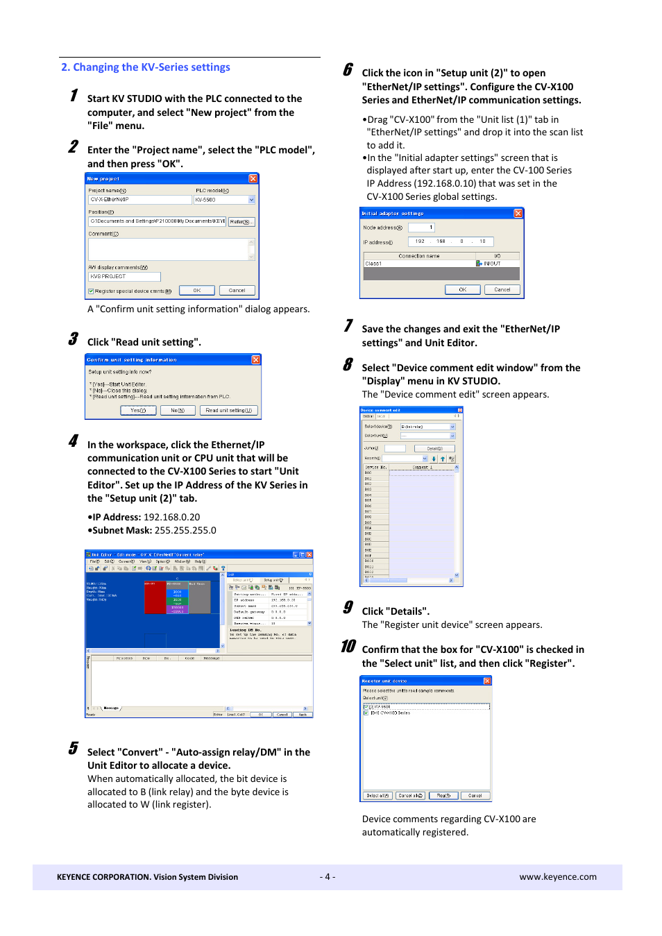 KEYENCE CV-X Series User Manual | Page 4 / 20