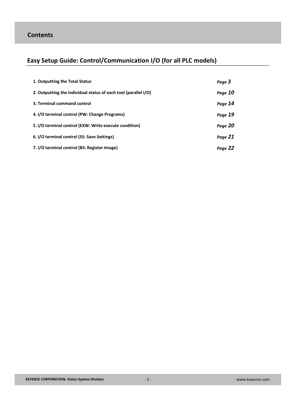 KEYENCE CV-X Series User Manual | Page 2 / 24