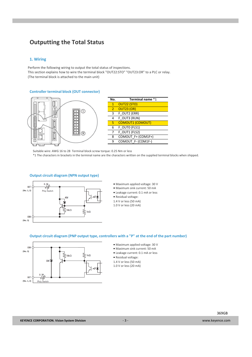 Outputting the total status | KEYENCE CV-X Series User Manual | Page 3 / 24