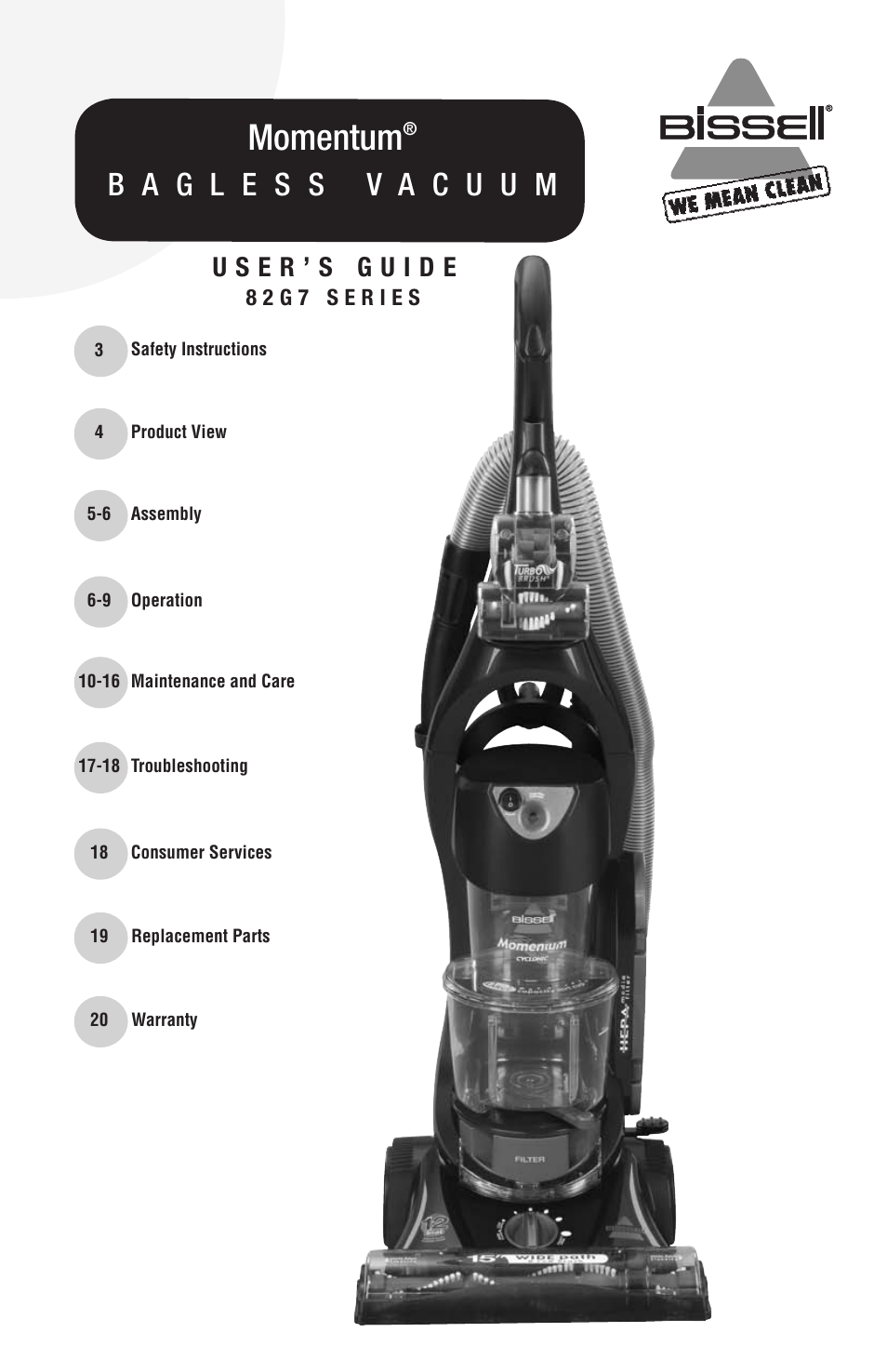 Bissell 82G7S User Manual | 20 pages