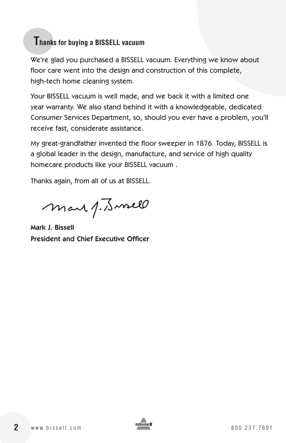 Bissell 82G7S User Manual | Page 2 / 20