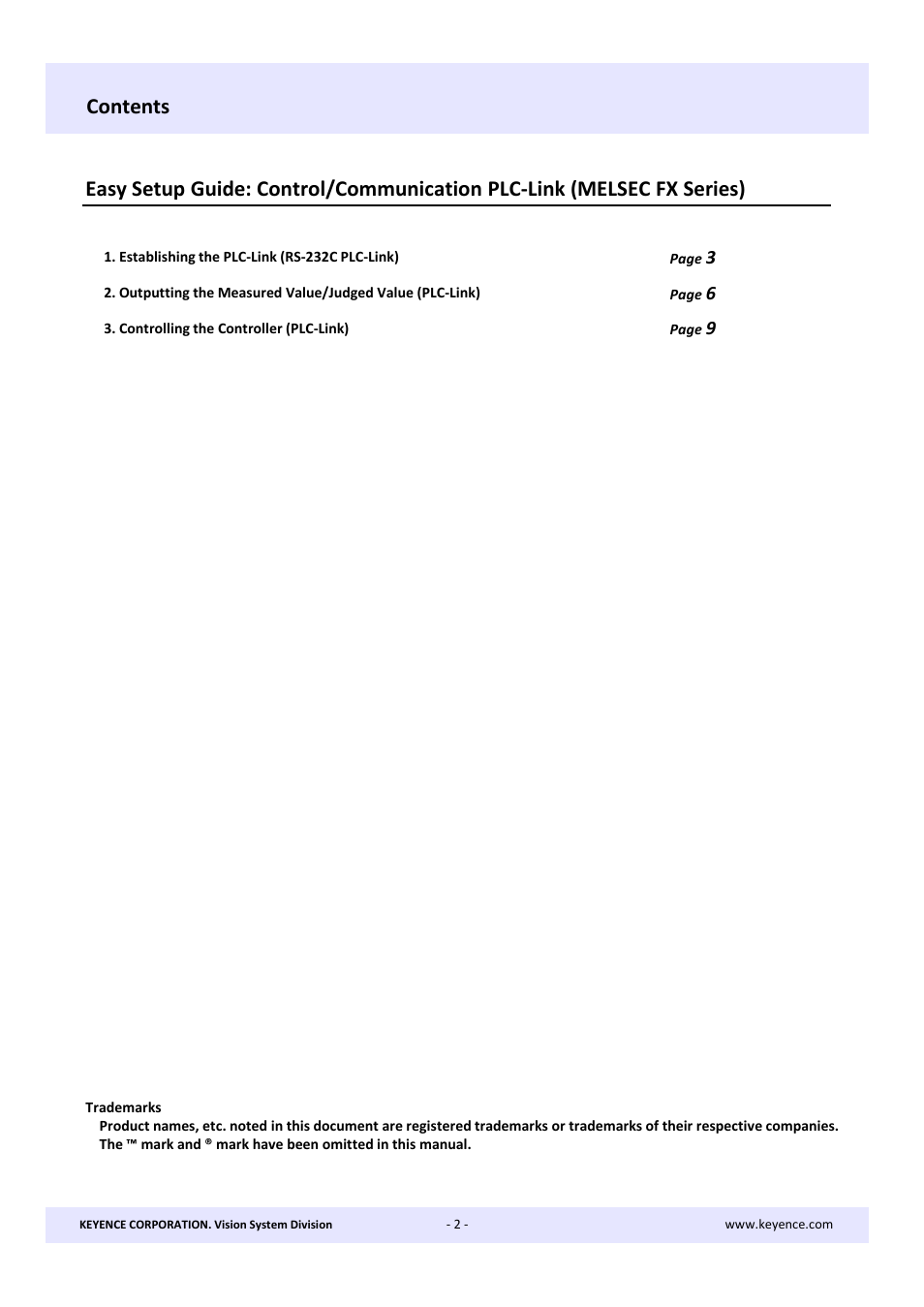 KEYENCE CV-X Series User Manual | Page 2 / 16