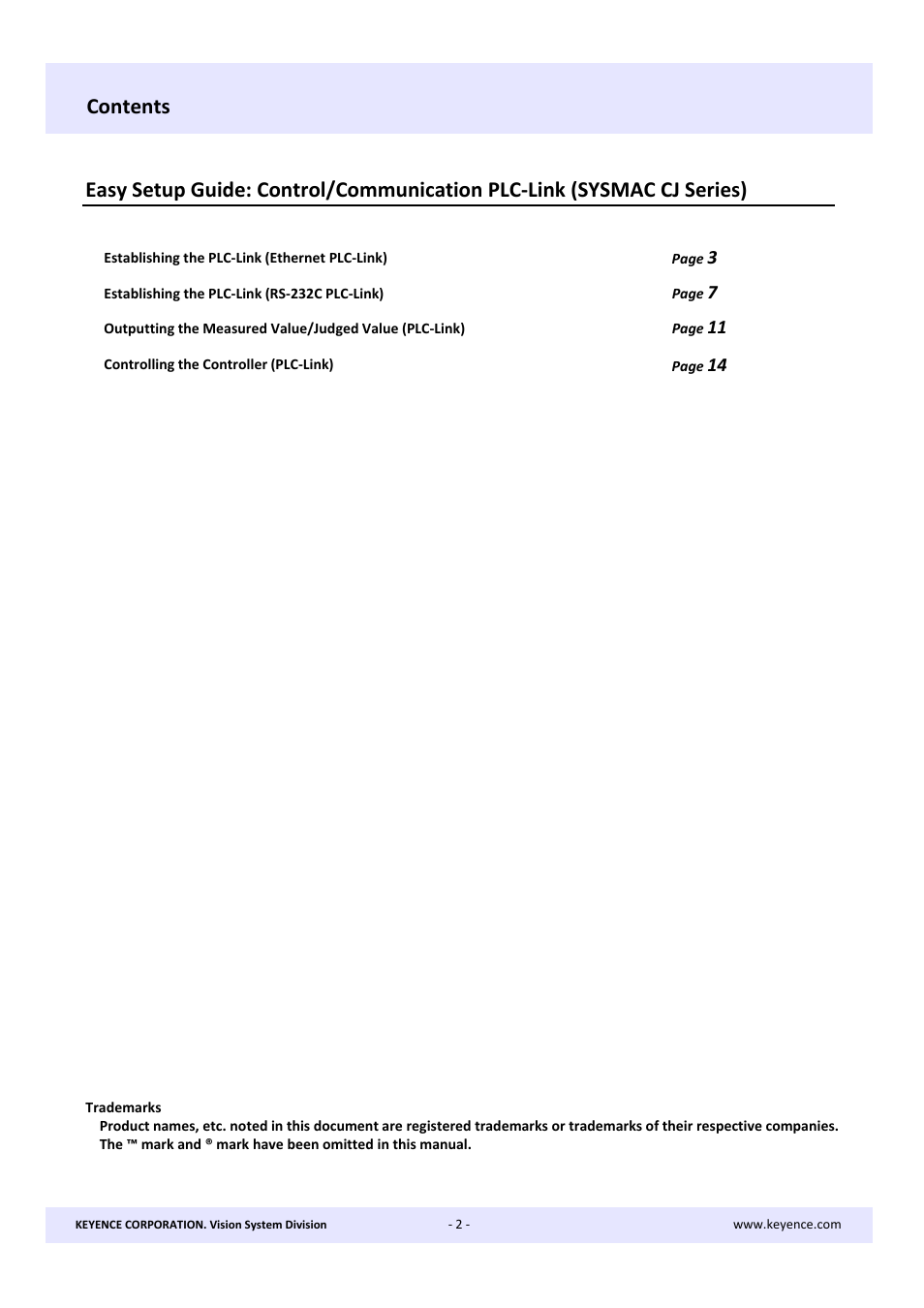 KEYENCE CV-X Series User Manual | Page 2 / 22