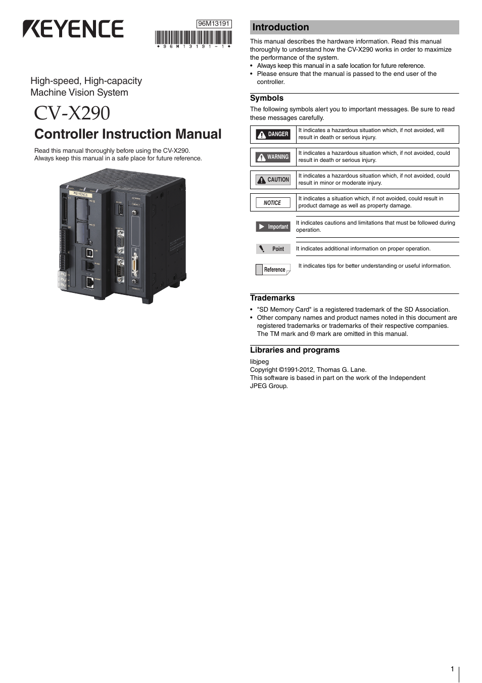 KEYENCE CV-X290 User Manual | 8 pages