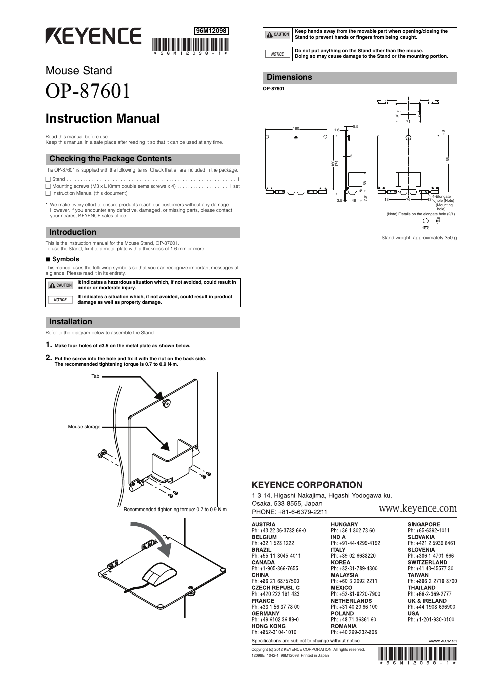 KEYENCE OP-87601 User Manual | 1 page