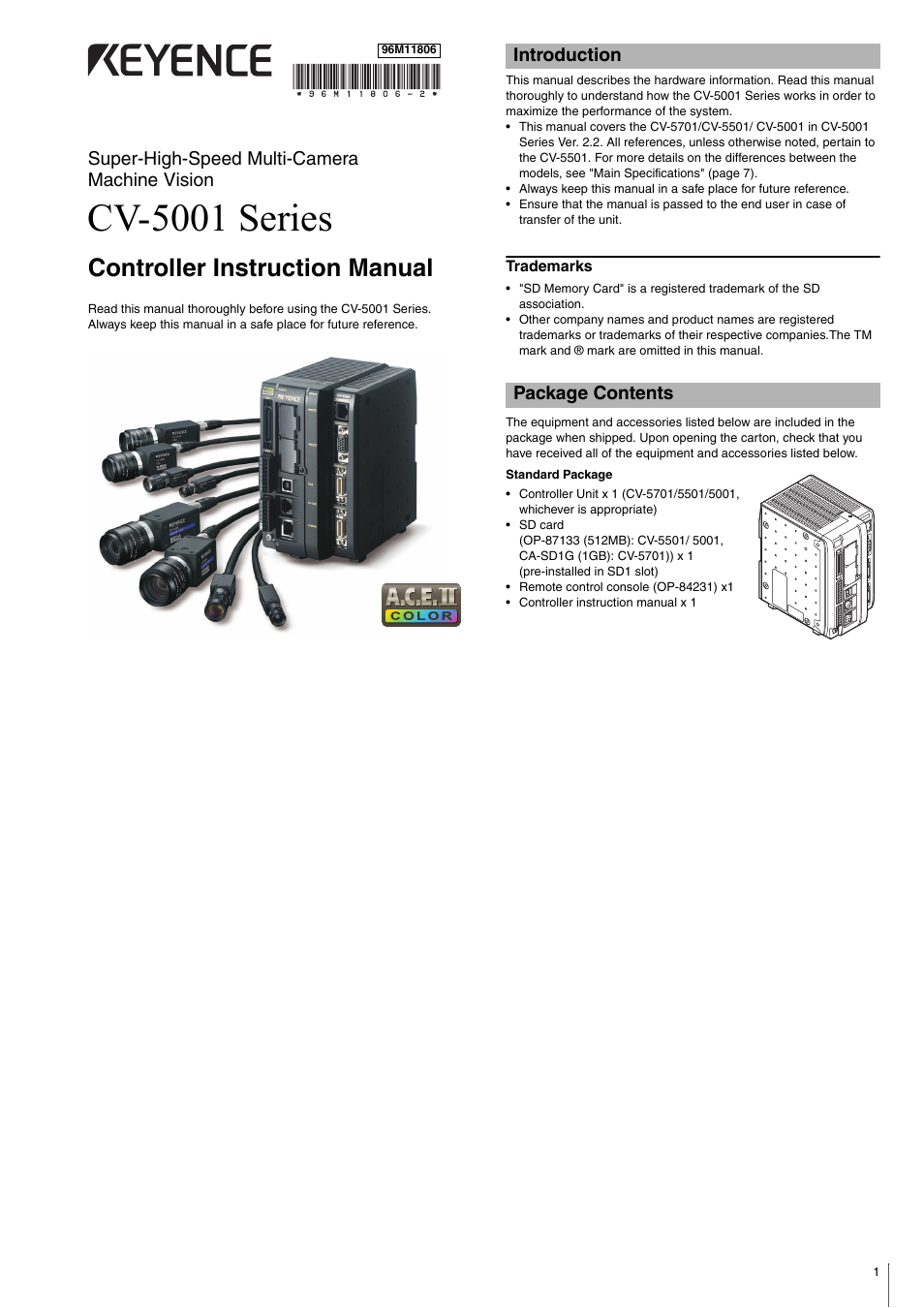 KEYENCE CV-5001 Series User Manual | 8 pages