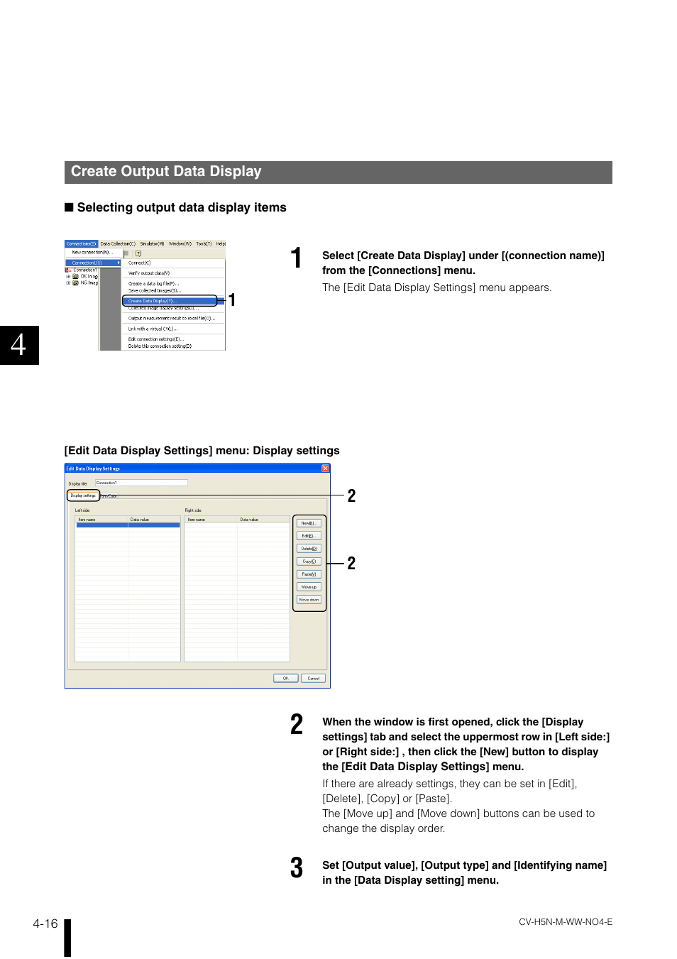 Create output data display, Create output data display -16 | KEYENCE CV-H5N User Manual | Page 100 / 178