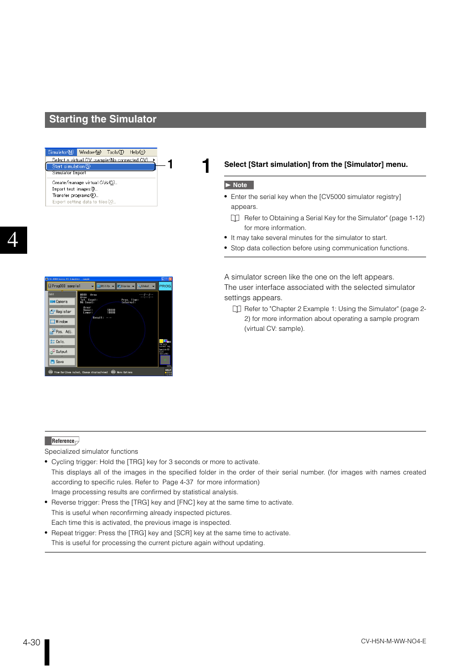 Starting the simulator, Starting the simulator -30 | KEYENCE CV-H5N User Manual | Page 114 / 178