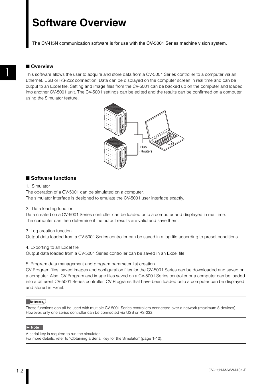 Software overview, Software overview -2 | KEYENCE CV-H5N User Manual | Page 12 / 178