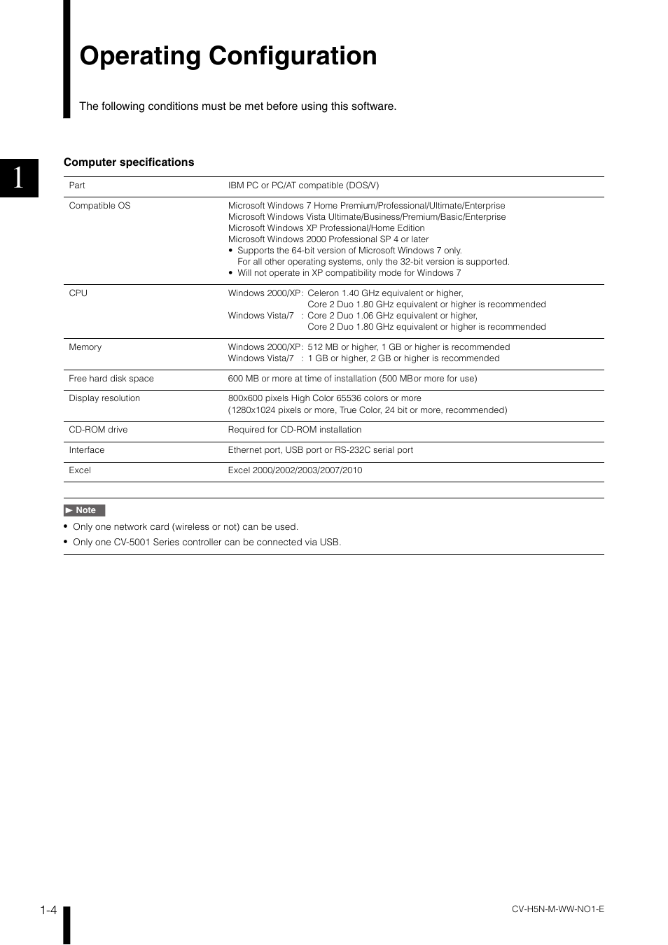 Operating configuration, Operating configuration -4 | KEYENCE CV-H5N User Manual | Page 14 / 178