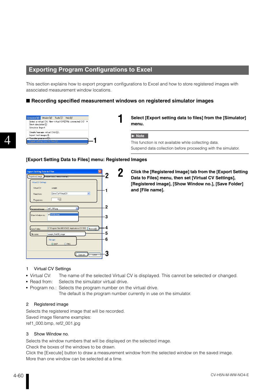 Exporting program configurations to excel, Exporting program configurations to excel -60 | KEYENCE CV-H5N User Manual | Page 144 / 178