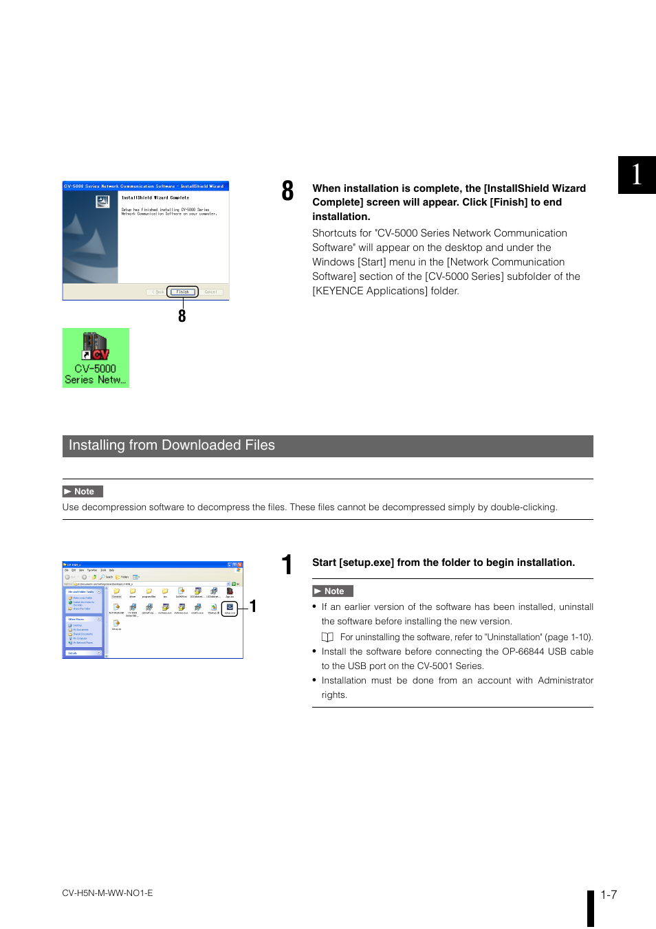 Installing from downloaded files, Installing from downloaded files -7 | KEYENCE CV-H5N User Manual | Page 17 / 178