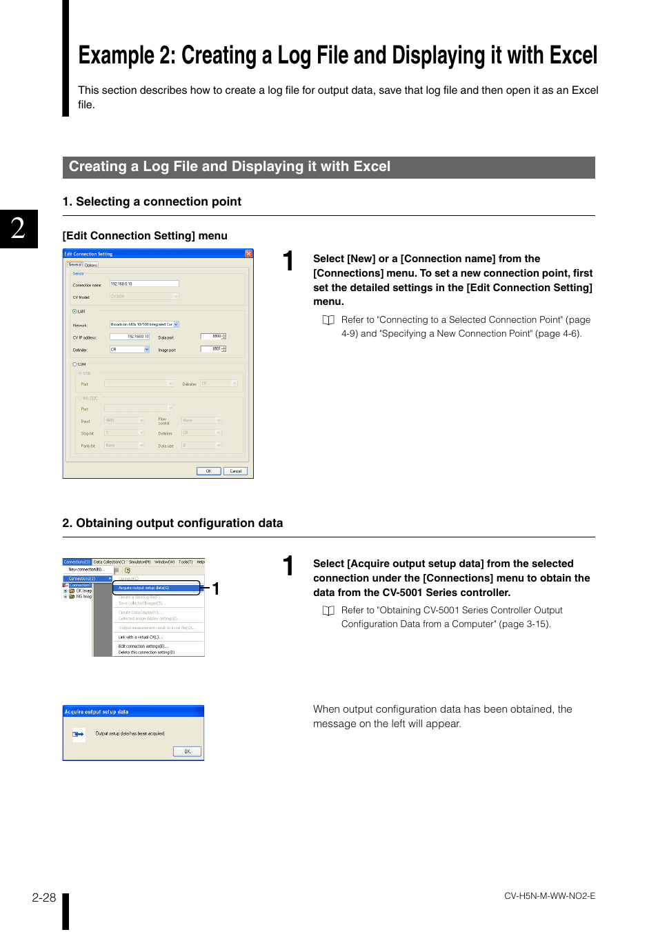 Creating a log file and displaying it with excel | KEYENCE CV-H5N User Manual | Page 52 / 178