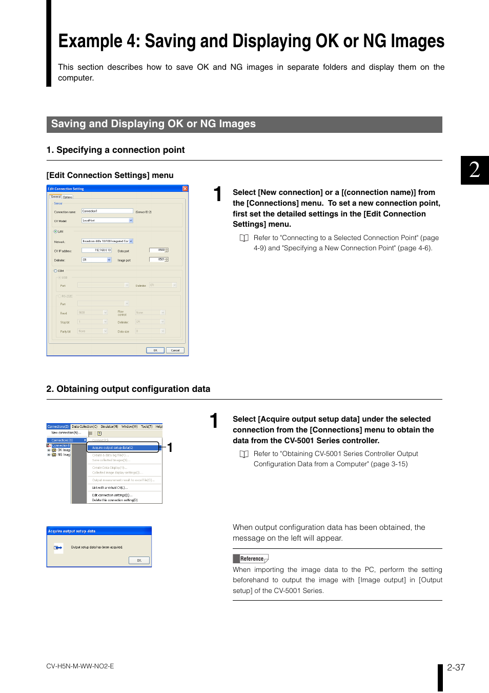 Example 4: saving and displaying ok or ng images, Saving and displaying ok or ng images, Saving and displaying ok or ng images -37 | KEYENCE CV-H5N User Manual | Page 61 / 178