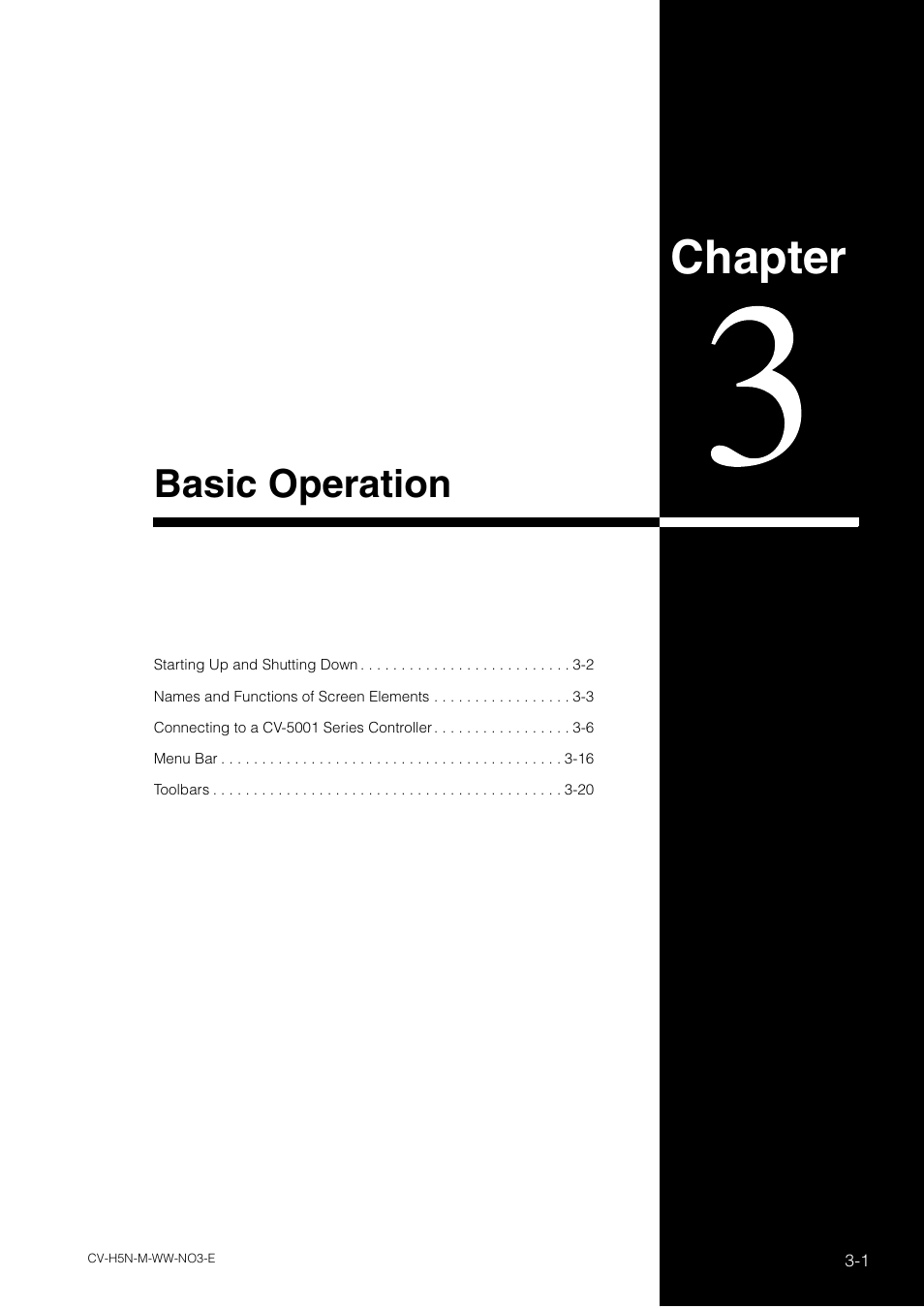 Chapter 3 basic operation, Chapter, Basic operation | KEYENCE CV-H5N User Manual | Page 65 / 178