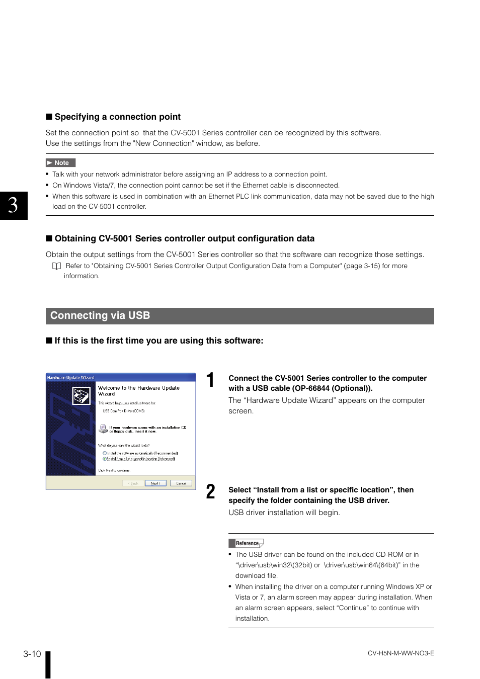 Connecting via usb, Connecting via usb -10 | KEYENCE CV-H5N User Manual | Page 74 / 178