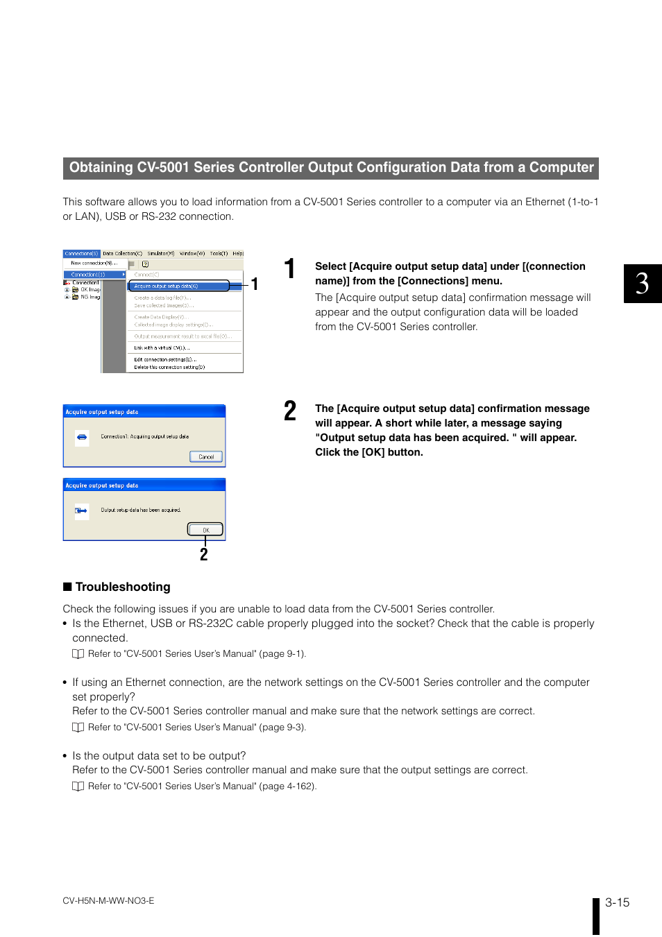 To "obtaining cv-5001 series controller output | KEYENCE CV-H5N User Manual | Page 79 / 178