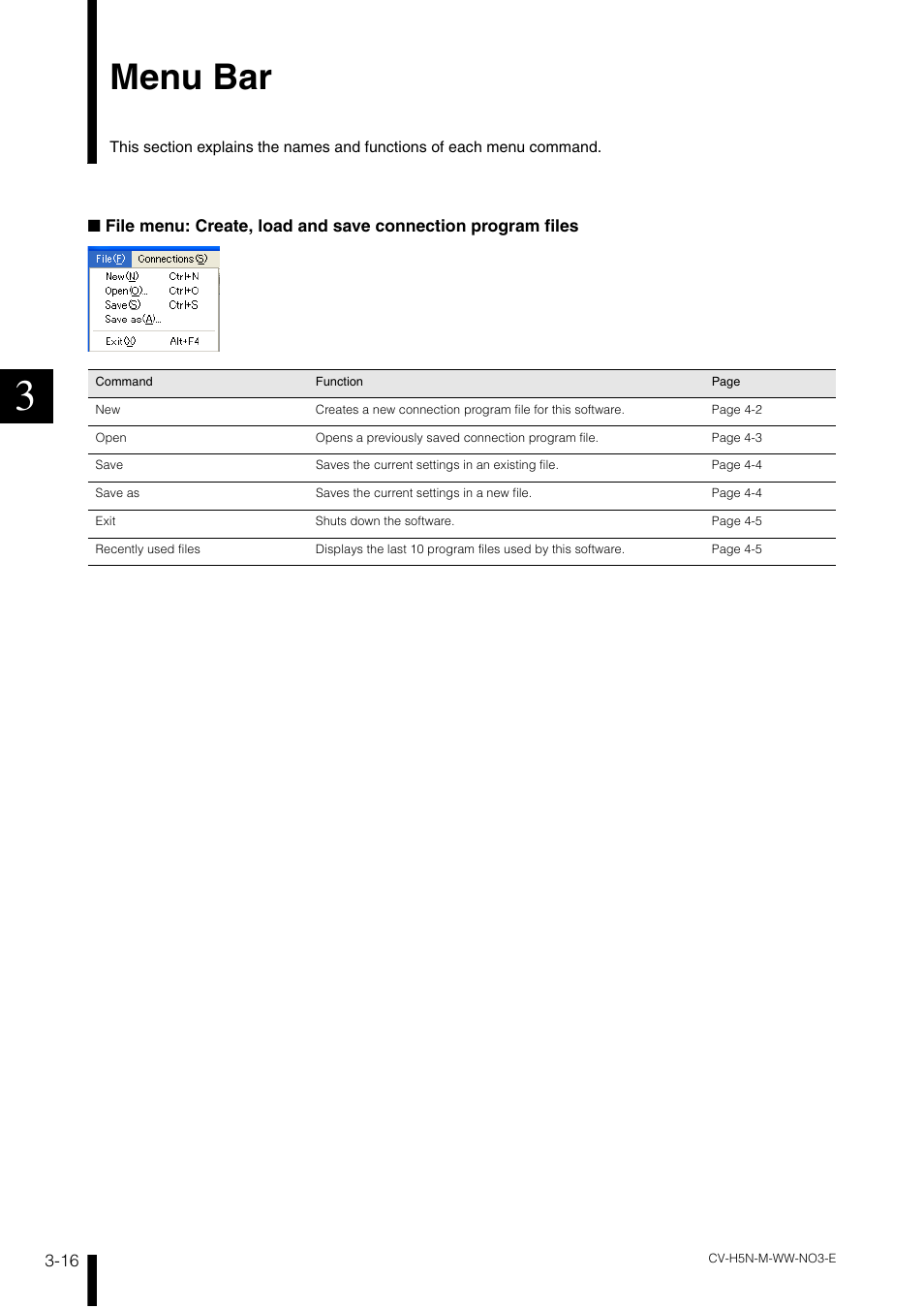 Menu bar, Menu bar -16 | KEYENCE CV-H5N User Manual | Page 80 / 178