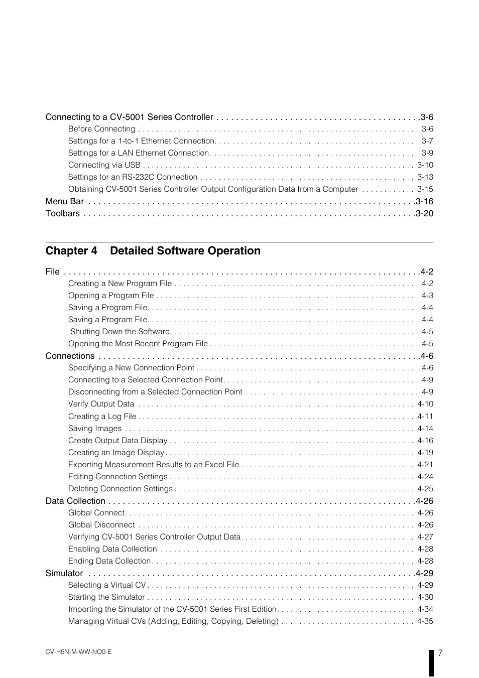 Chapter 4 detailed software operation | KEYENCE CV-H5N User Manual | Page 9 / 178