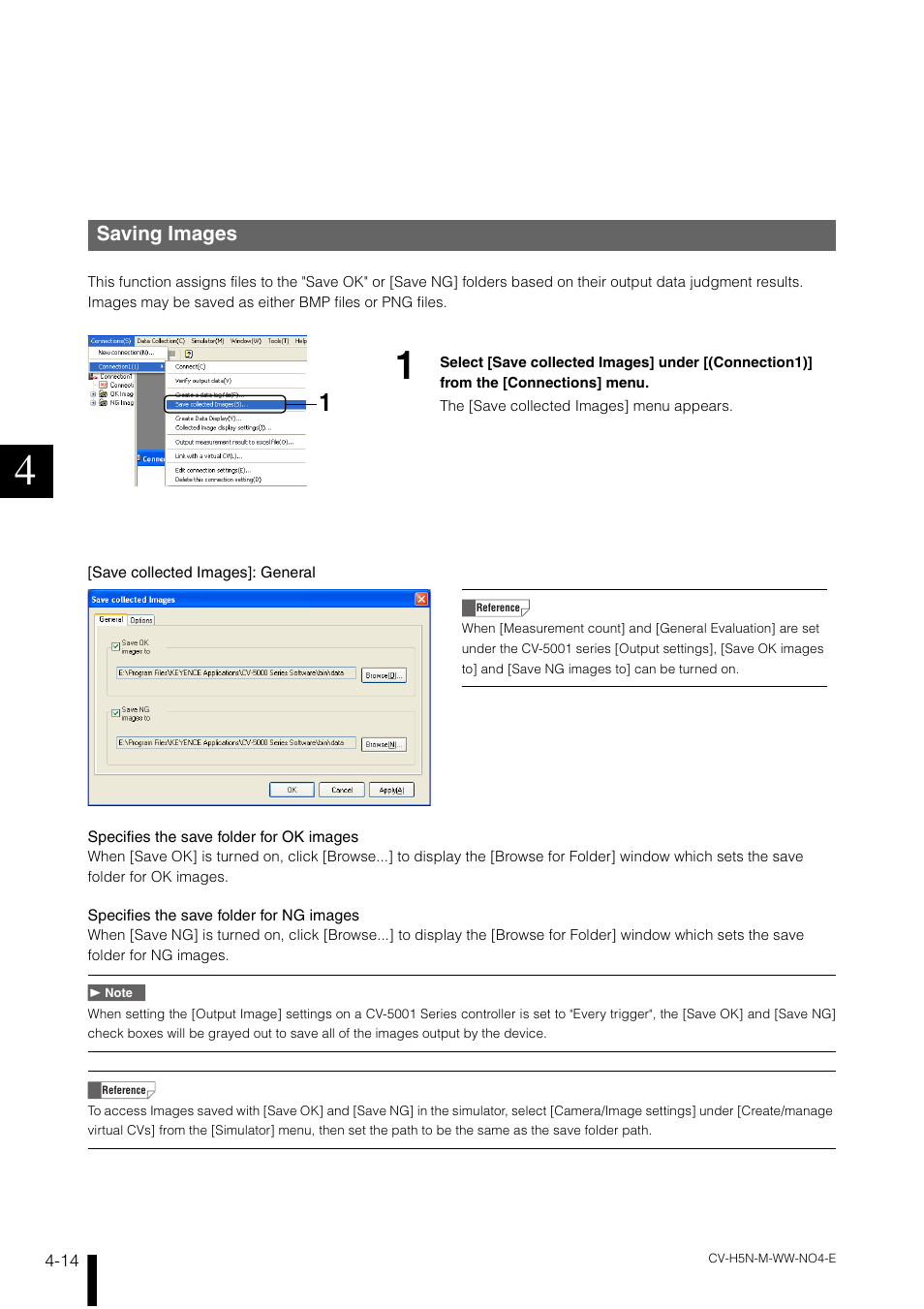 Saving images, Saving images -14 | KEYENCE CV-H5N User Manual | Page 98 / 178