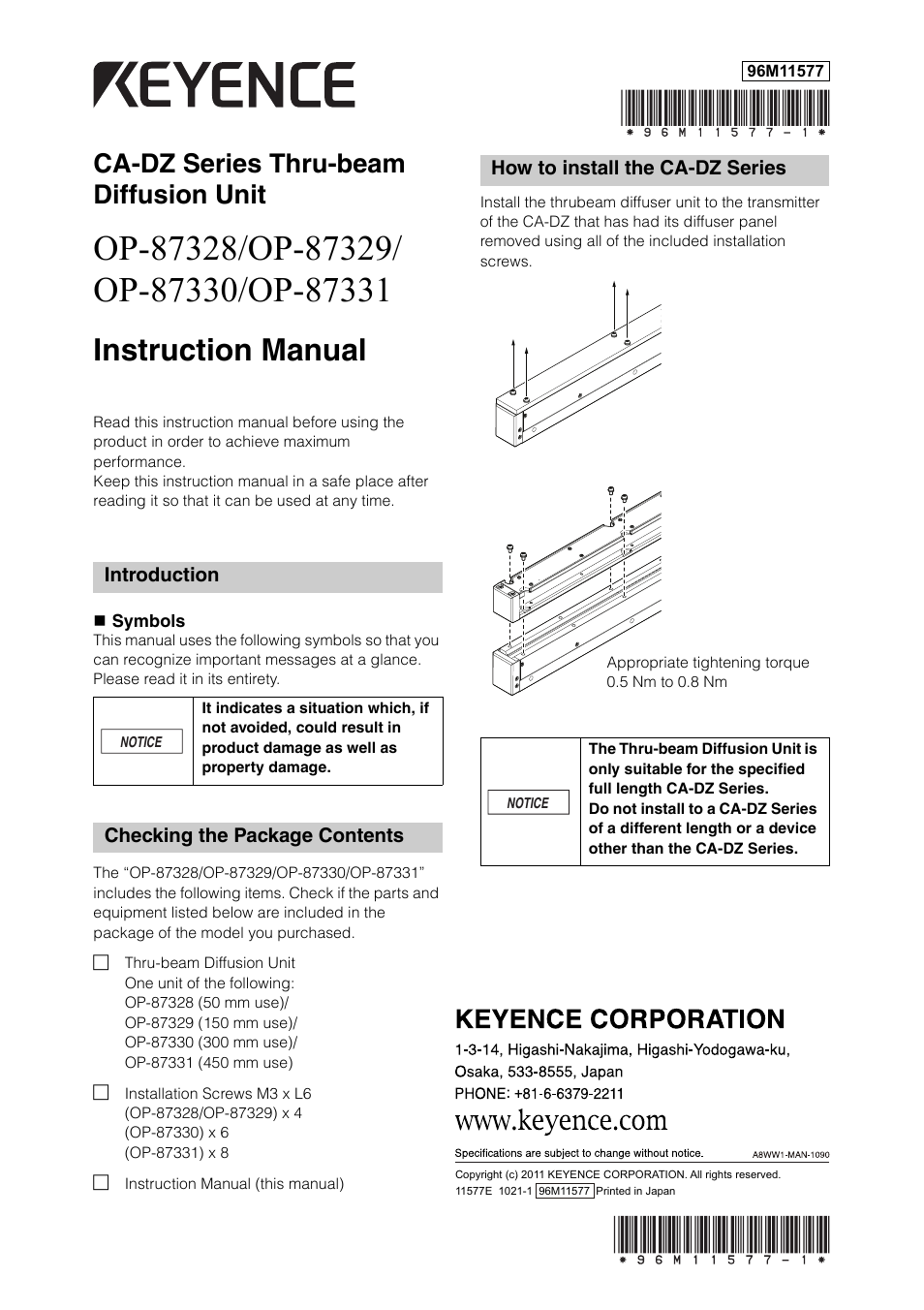 KEYENCE OP-87331 User Manual | 1 page