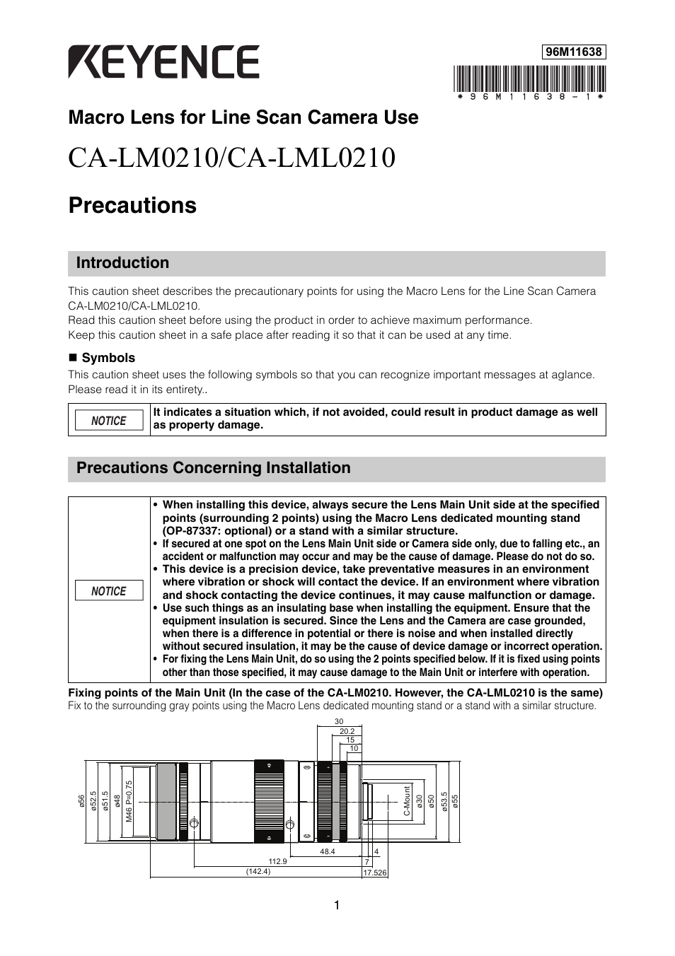 KEYENCE CA-LML0210 User Manual | 2 pages