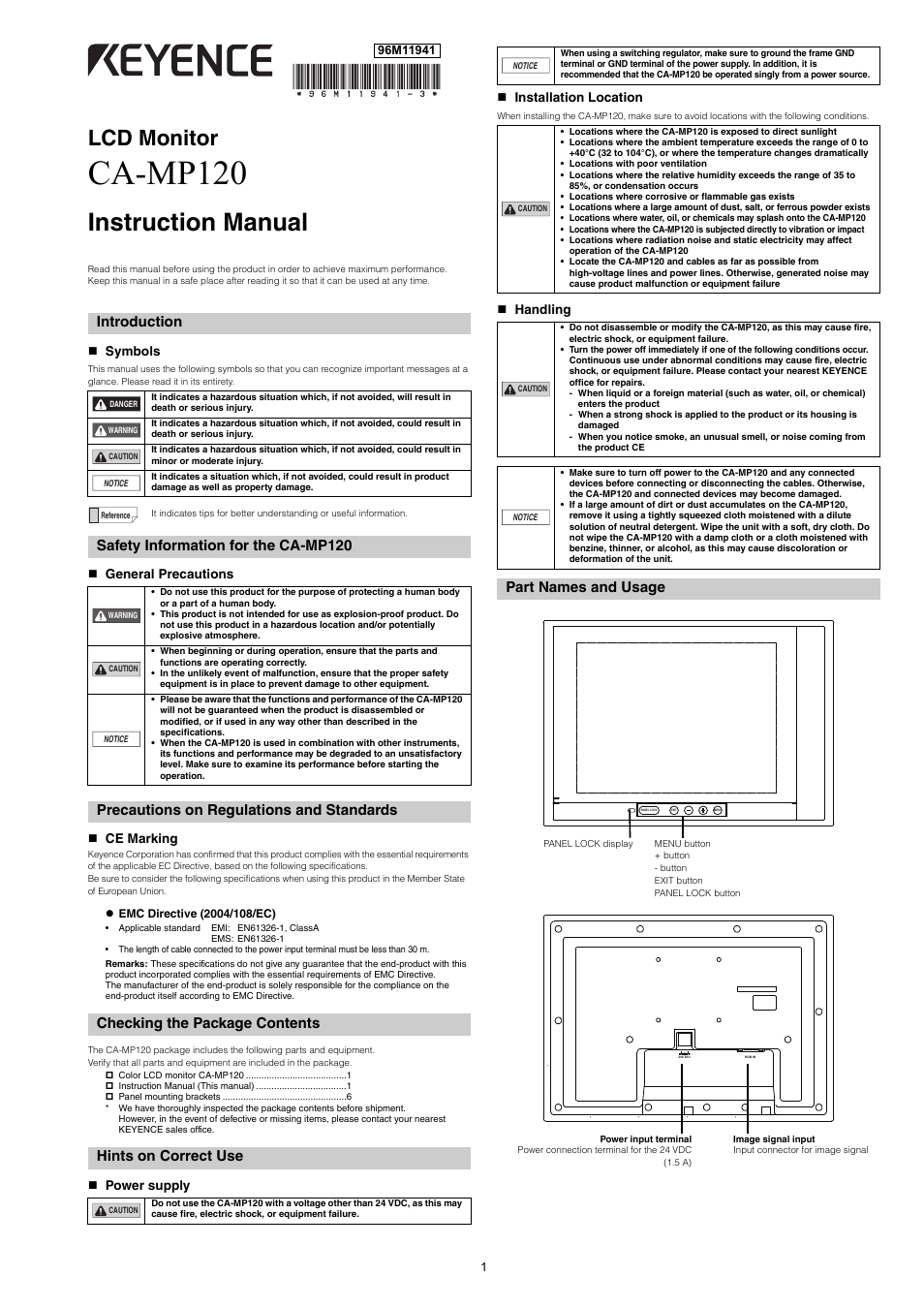 KEYENCE CA-MP120 User Manual | 4 pages