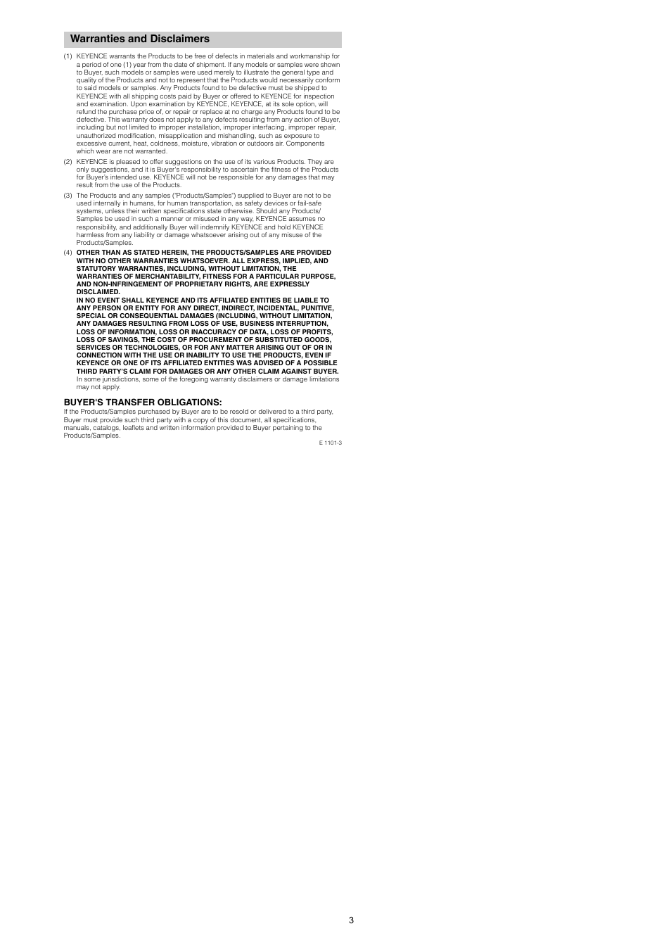 Warranties and disclaimers | KEYENCE CA-MP120 User Manual | Page 3 / 4