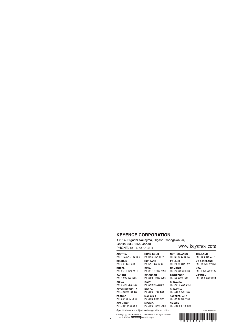 KEYENCE CA-MP120 User Manual | Page 4 / 4