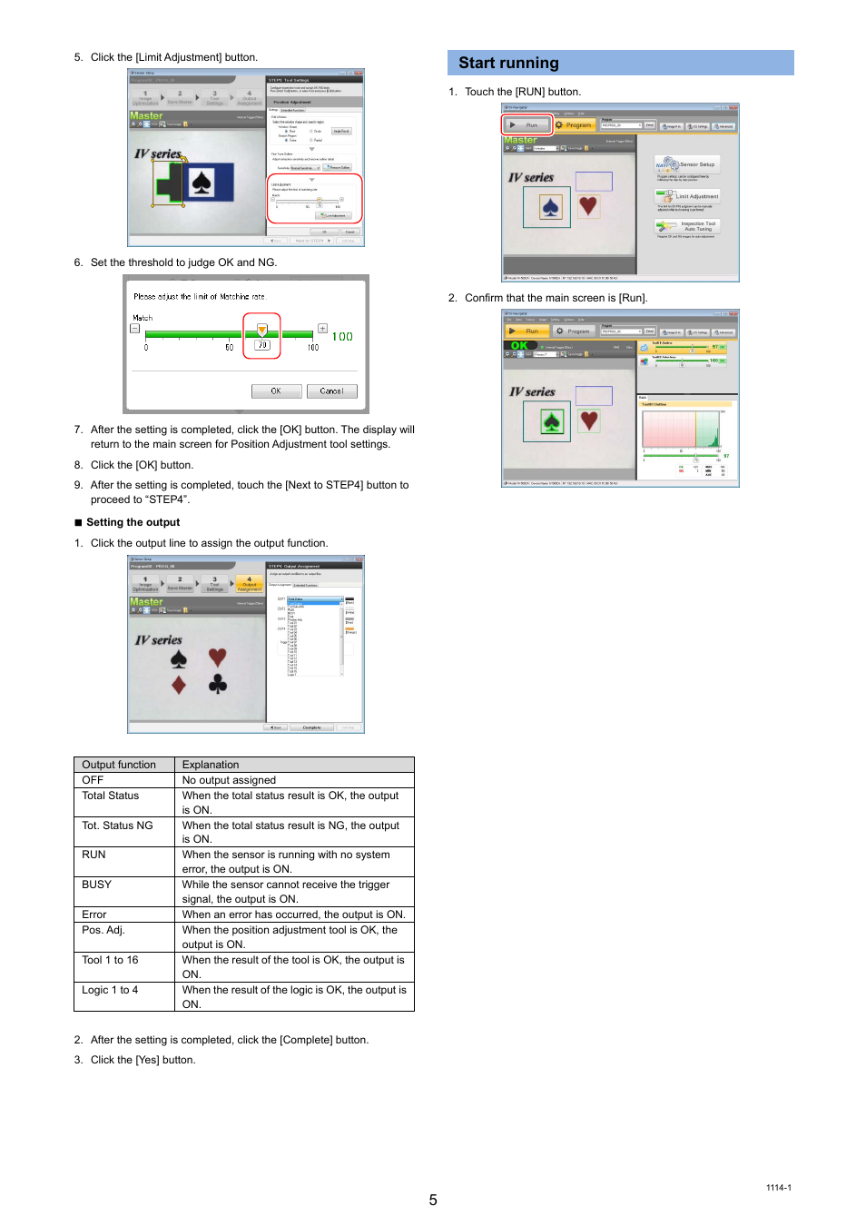 Start running | KEYENCE IV Series User Manual | Page 5 / 5