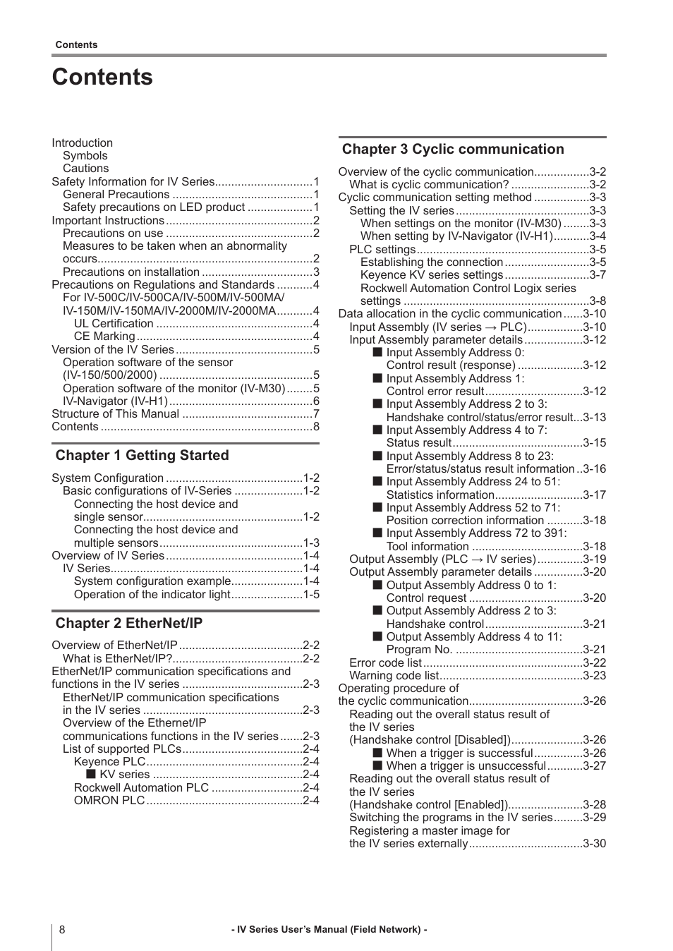 KEYENCE IV Series User Manual | Page 10 / 110