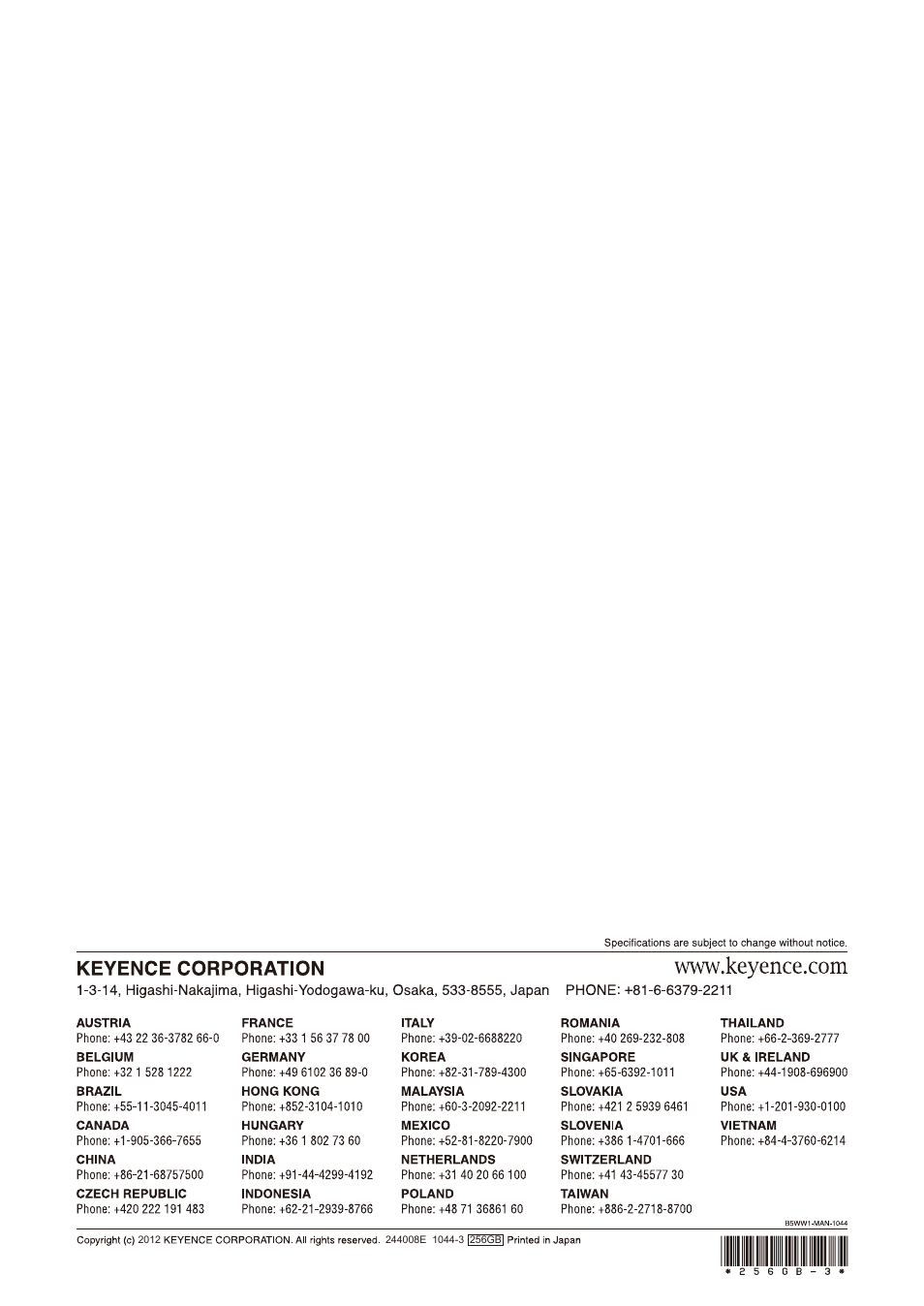 KEYENCE IV Series User Manual | Page 110 / 110