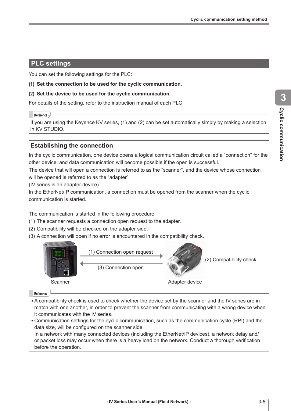 Plc settings, Establishing the connection, Plc settings -5 | Establishing the connection -5 | KEYENCE IV Series User Manual | Page 27 / 110