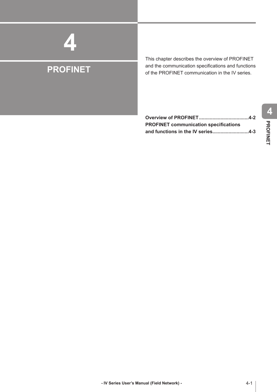 Chapter 4 profinet, Profinet | KEYENCE IV Series User Manual | Page 53 / 110