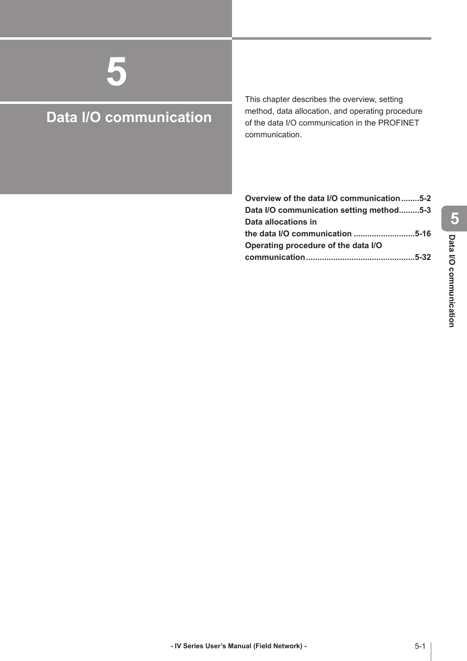 Chapter 5 data i/o communication, Data i/o communication | KEYENCE IV Series User Manual | Page 59 / 110