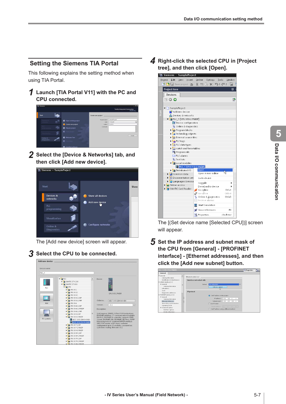 Setting the siemens tia portal, Setting the siemens tia portal -7 | KEYENCE IV Series User Manual | Page 65 / 110