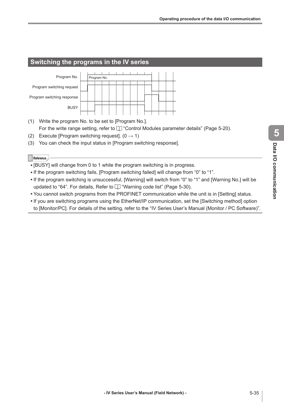 Switching the programs in the iv series, Switching the programs in the iv series -35 | KEYENCE IV Series User Manual | Page 93 / 110