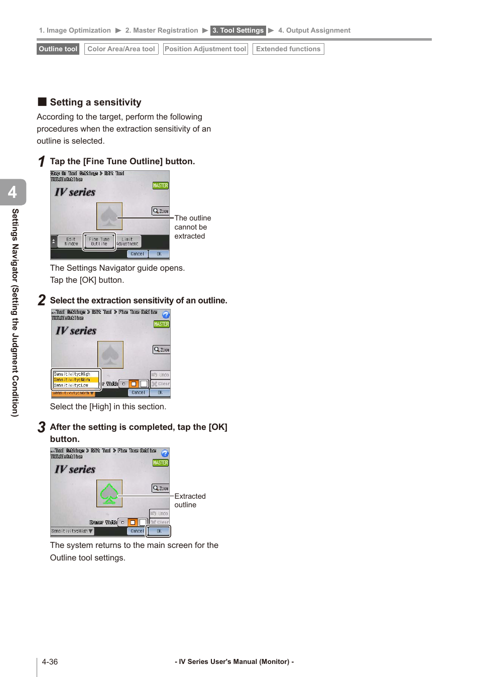 Setting a sensitivity, Setting a sensitivity -36 | KEYENCE IV Series User Manual | Page 104 / 306