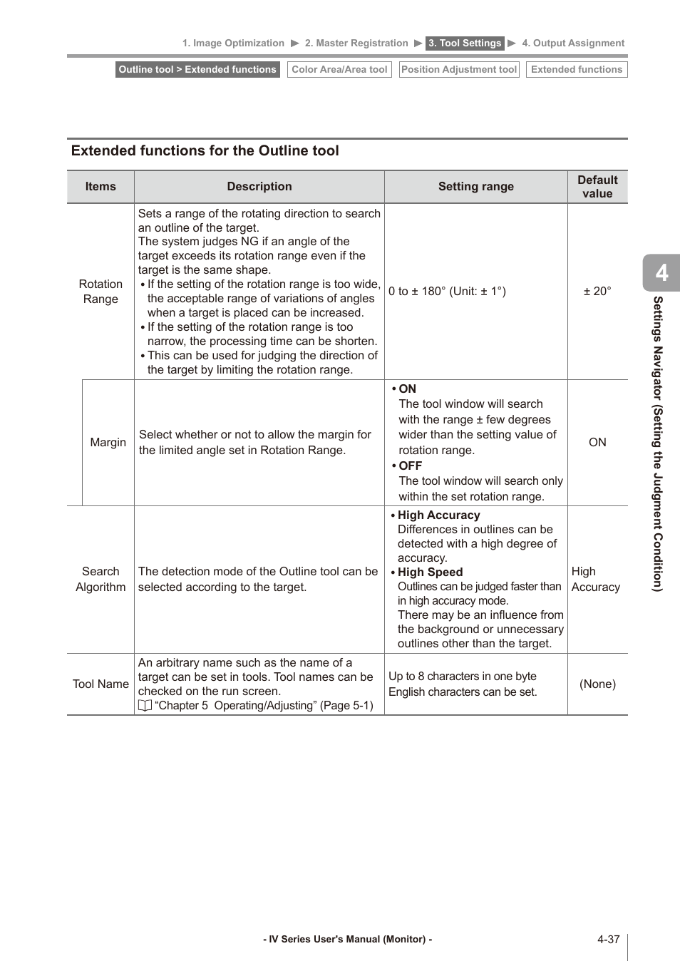 Extended functions for the outline tool, Extended functions for the outline tool -37 | KEYENCE IV Series User Manual | Page 105 / 306