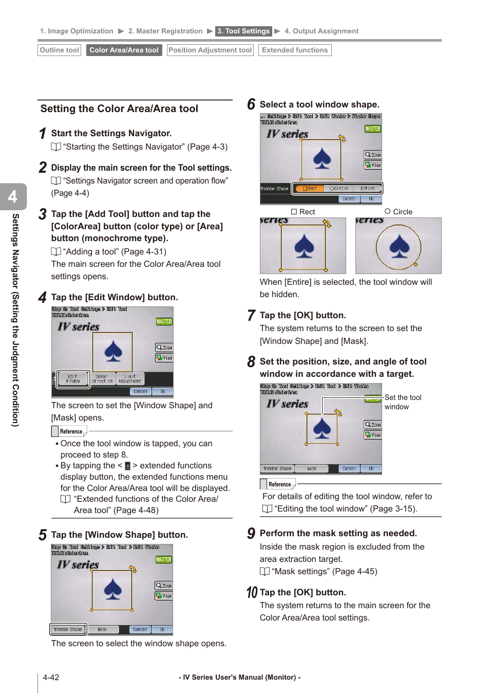 Setting the color area/area tool, Setting the color area/area tool -42 | KEYENCE IV Series User Manual | Page 110 / 306