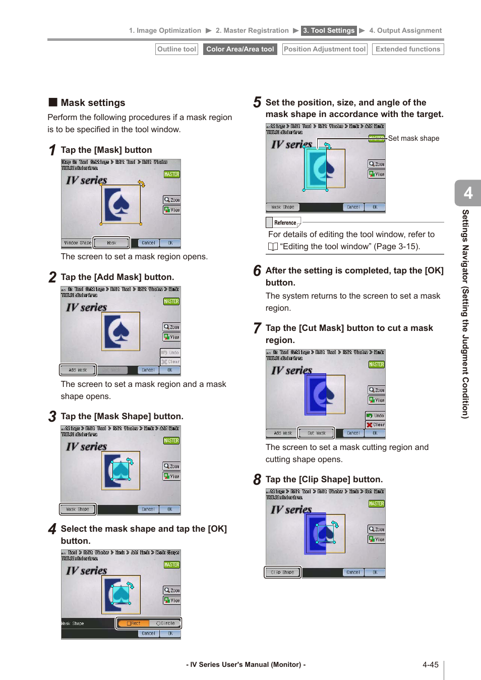 Mask settings, Mask settings -45 | KEYENCE IV Series User Manual | Page 113 / 306