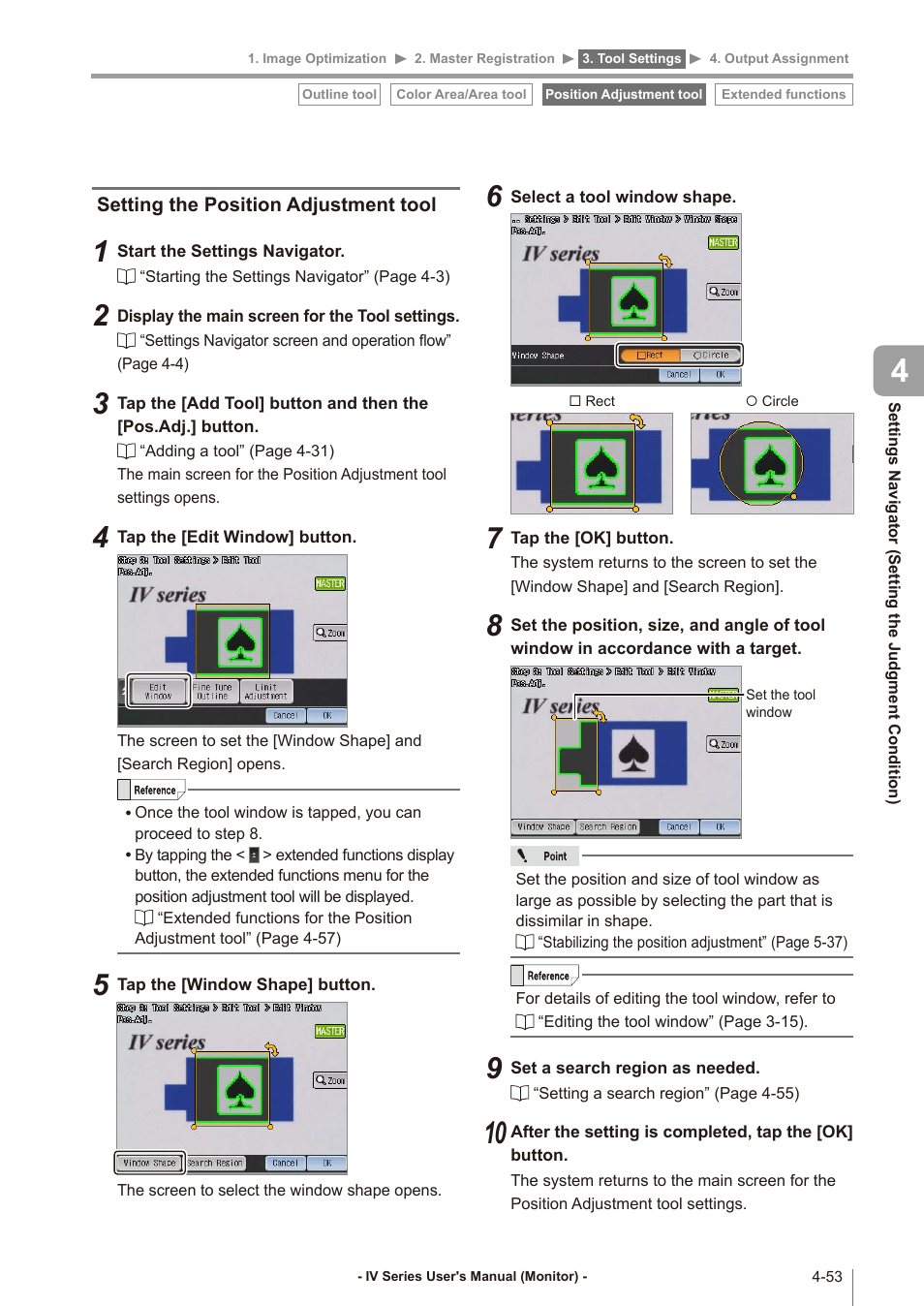 Setting the position adjustment tool, Setting the position adjustment tool -53 | KEYENCE IV Series User Manual | Page 121 / 306