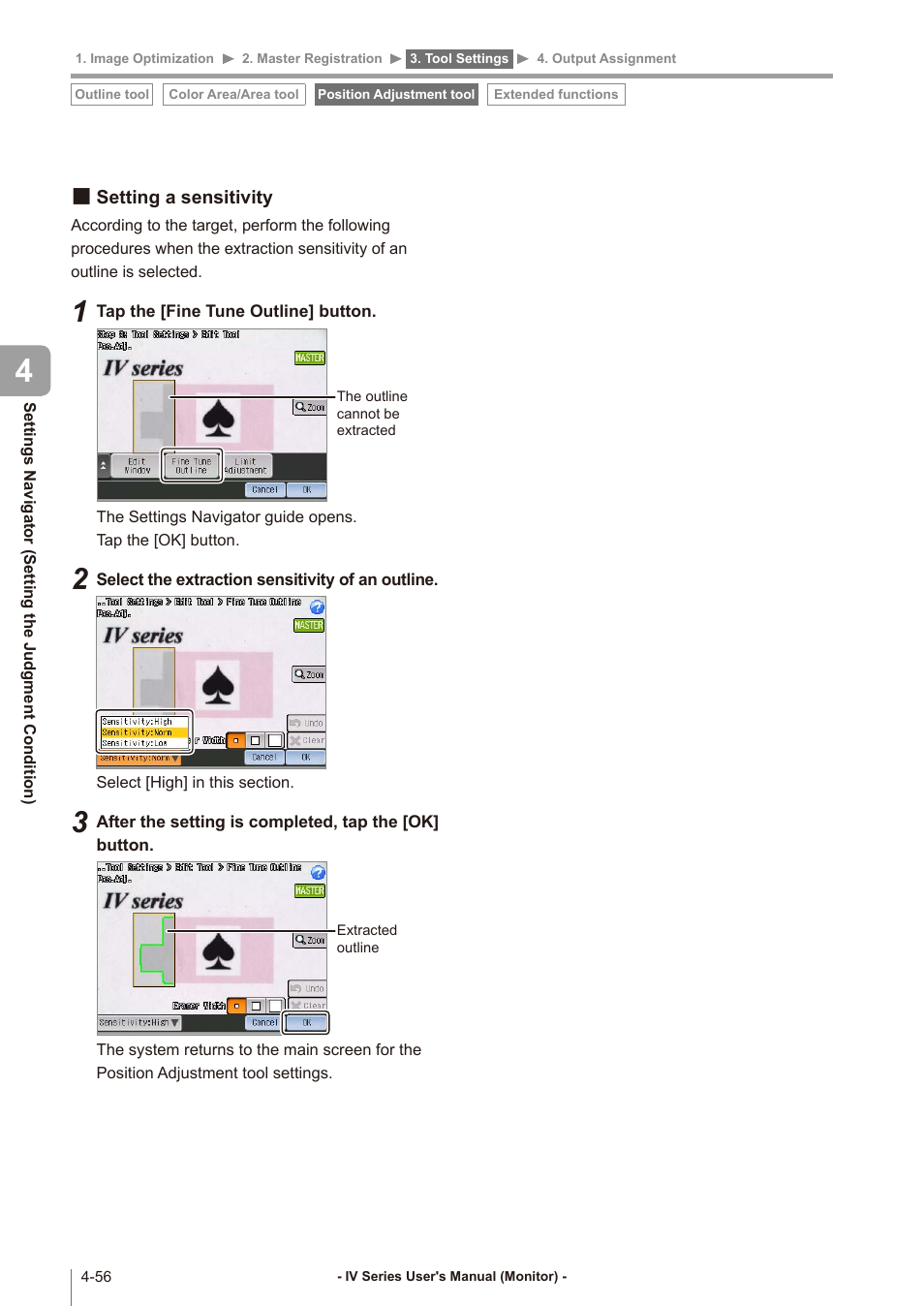 Setting a sensitivity, Setting a sensitivity -56 | KEYENCE IV Series User Manual | Page 124 / 306