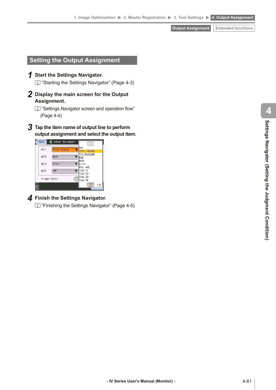 Setting the output assignment, Setting the output assignment -61 | KEYENCE IV Series User Manual | Page 129 / 306