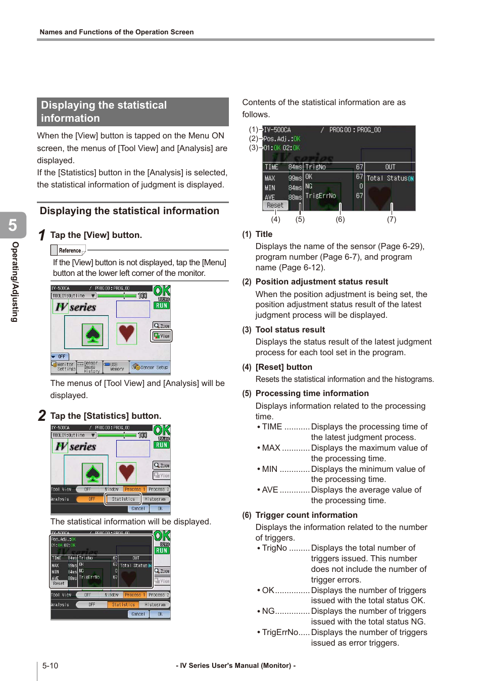 Displaying the statistical information, Displaying the statistical information -10, Displaying the statistical | KEYENCE IV Series User Manual | Page 144 / 306