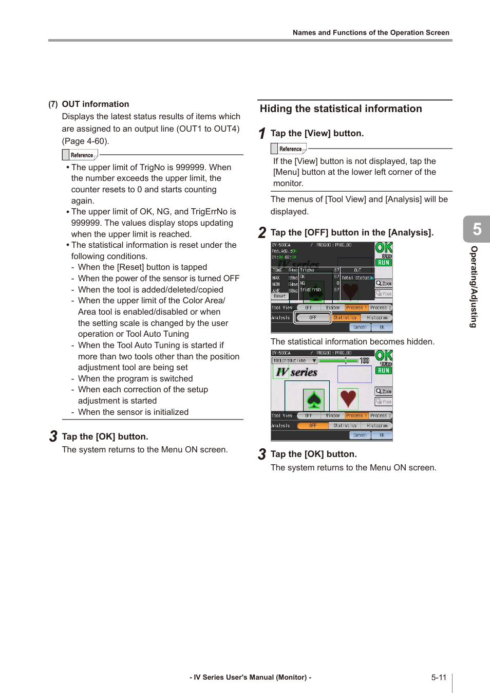 Hiding the statistical information, Hiding the statistical information -11 | KEYENCE IV Series User Manual | Page 145 / 306