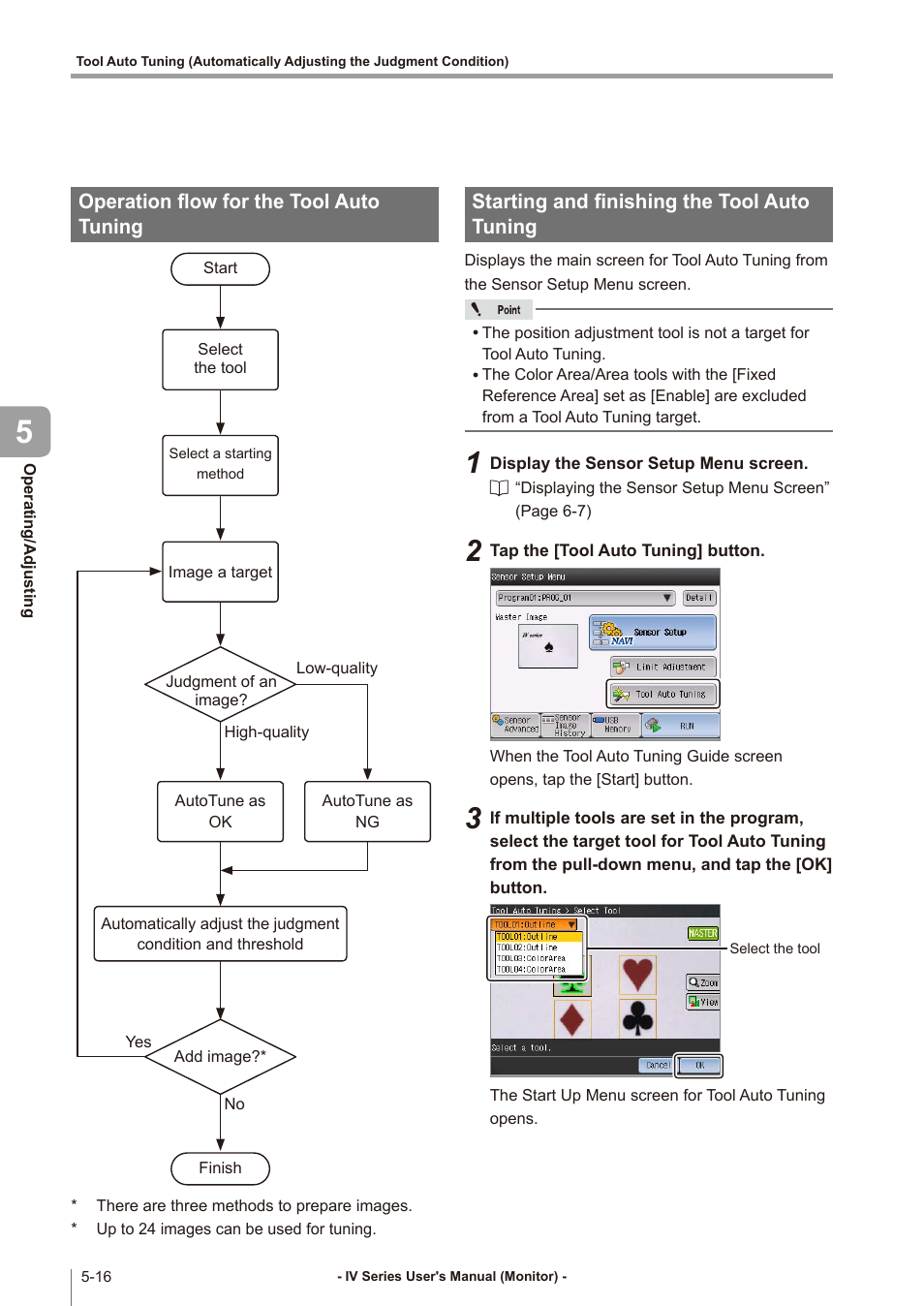 Operation flow for the tool auto tuning, Starting and finishing the tool auto tuning, Operation flow for the tool auto tuning -16 | Starting and finishing the tool auto tuning -16 | KEYENCE IV Series User Manual | Page 150 / 306